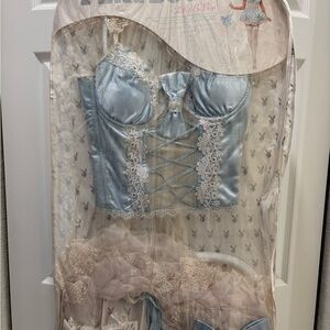 PLAYBOY Light Blue Lace Corset Set